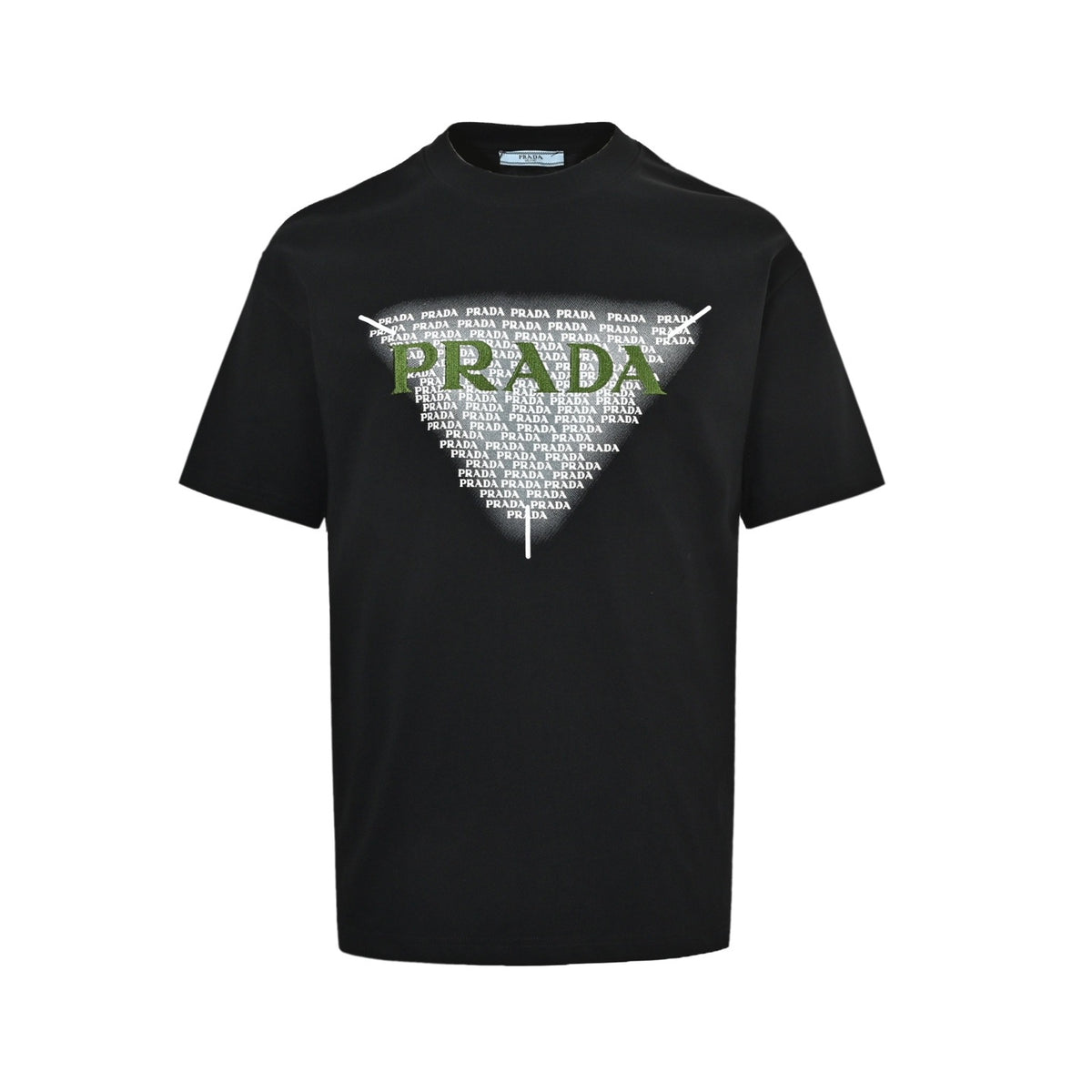 Prada 26ss inverted triangle letter embroidered short sleeves