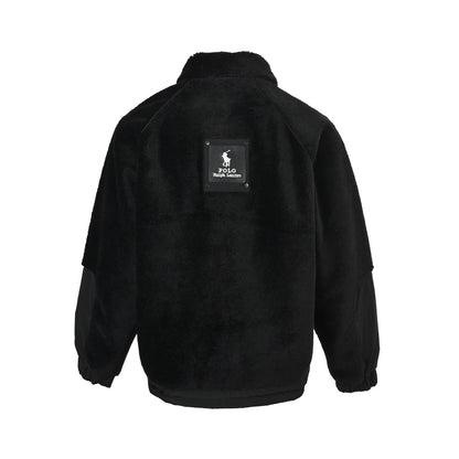 Ralph Lauren lambswool coat with pony leather label on the back