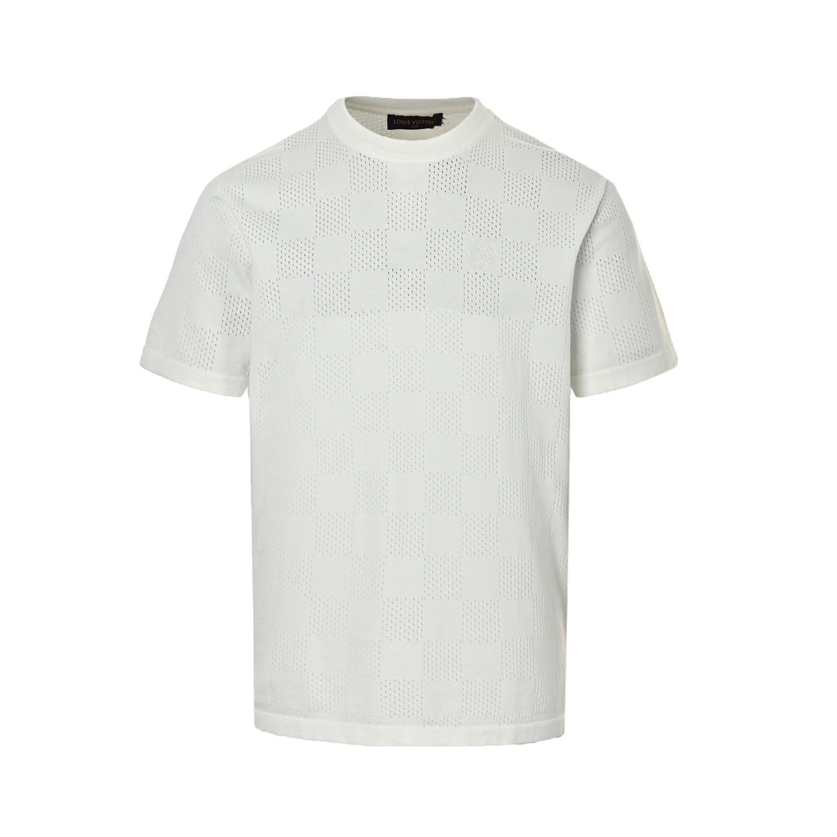 Louis Vuitton 26ss hollow mesh checkerboard knitted short sleeves