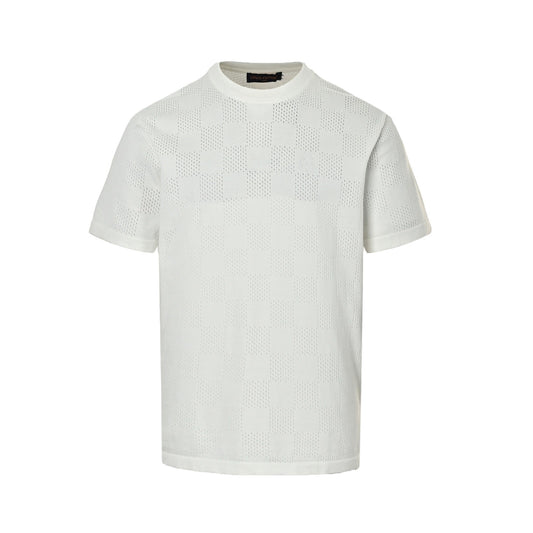 Louis Vuitton 26ss hollow mesh checkerboard knitted short sleeves