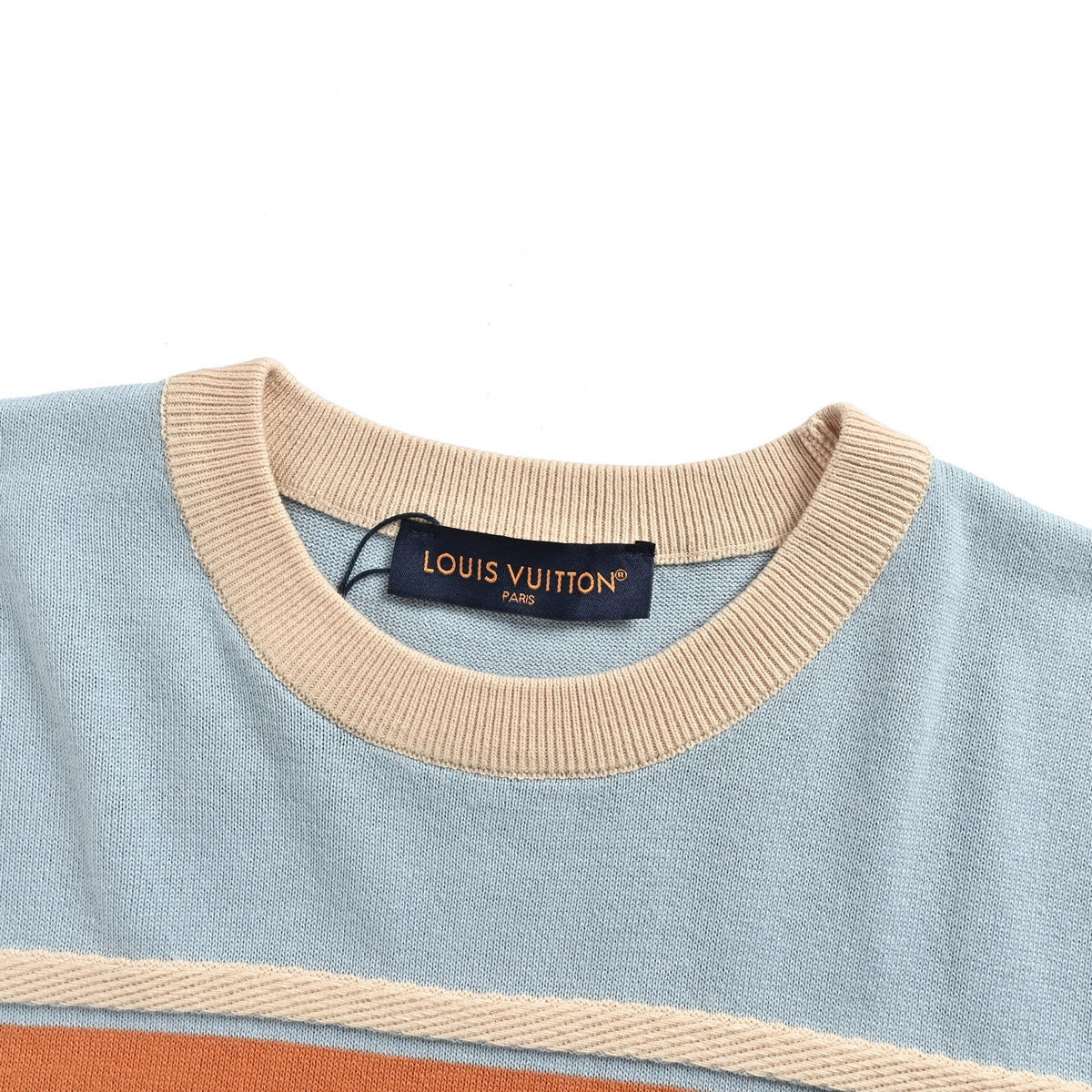 Louis Vuitton 26ss contrasting color patchwork striped knitted short sleeves