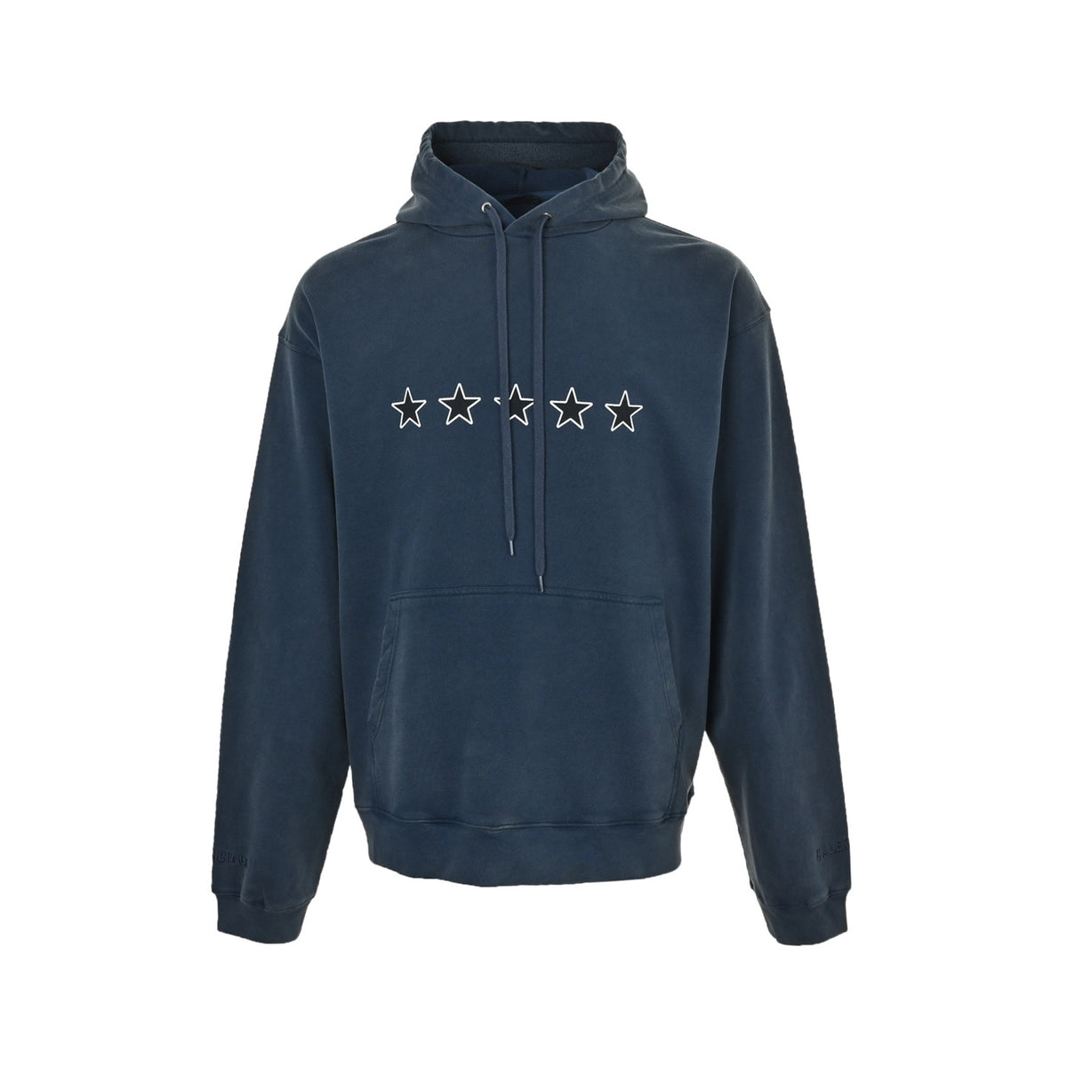 Balenciaga 26ss retro blue five-pointed star signature hooded sweatshirt
