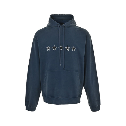 Balenciaga 26ss retro blue five-pointed star signature hooded sweatshirt