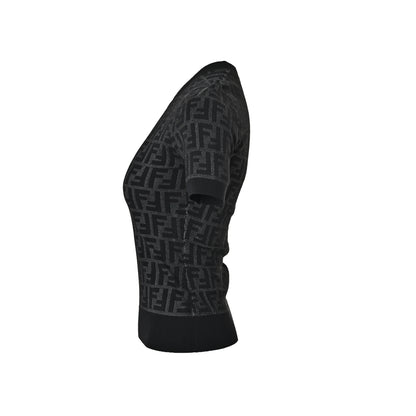 Fendi 26ss women's FF jacquard knitted short sleeves