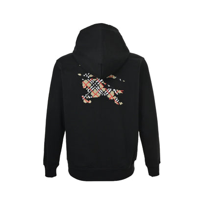 Burberry 25Fw back cross-stitch war horse embroidery zipper hooded sweatshirt jacket