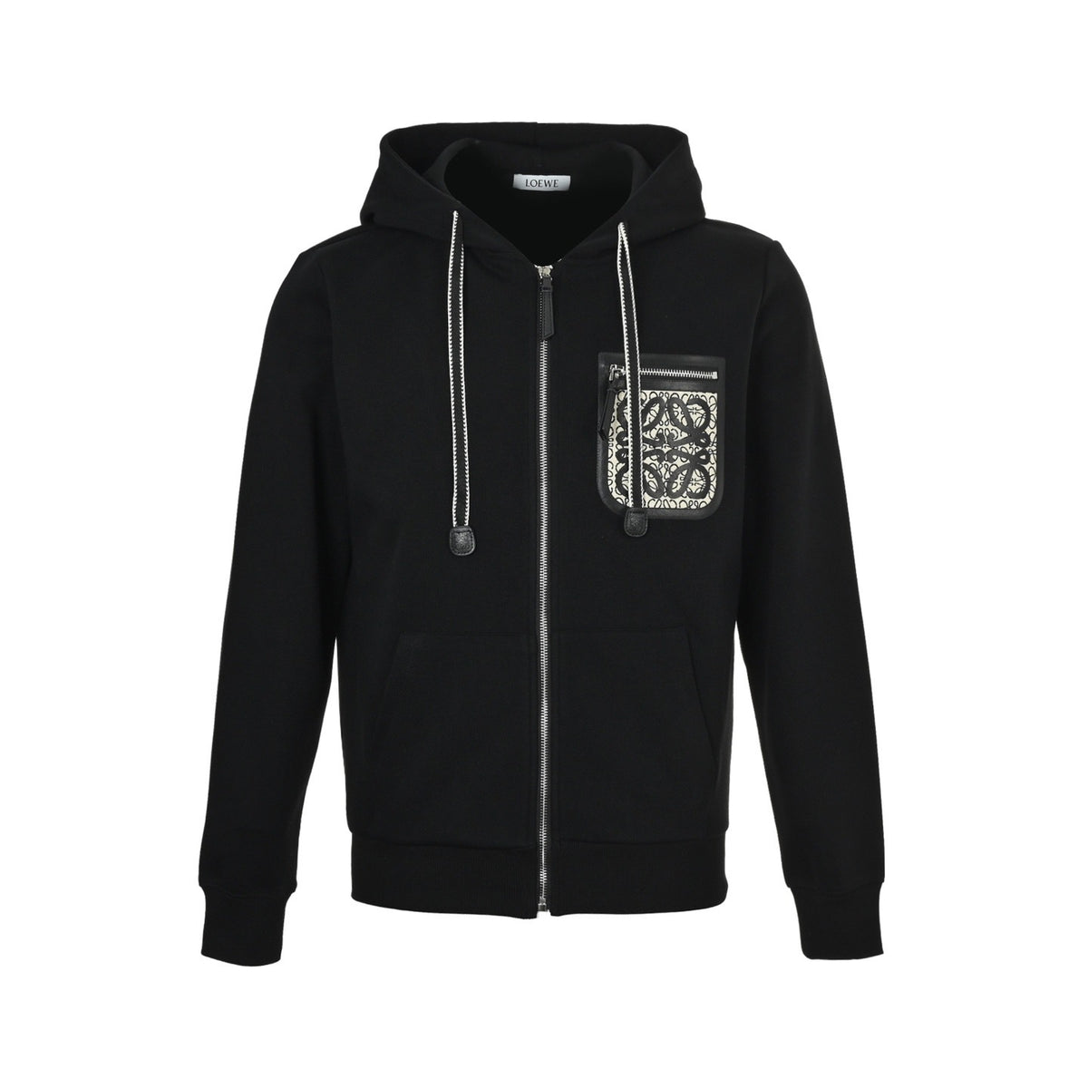 Loewe/Luo Yiwei 25Fw fake pocket laminated logo zipper hooded jacket