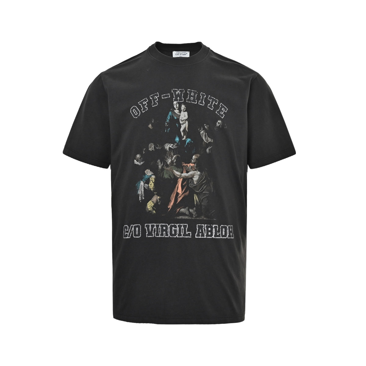 OFF WHITE CO VIRGIL 24ss Psalm Virgin printed washed short sleeves on the chest