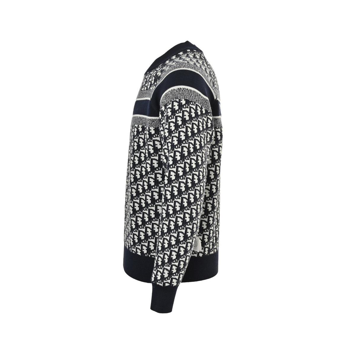 Dior 23Fw Oblique jacquard knitted cashmere double-sided crew neck sweater