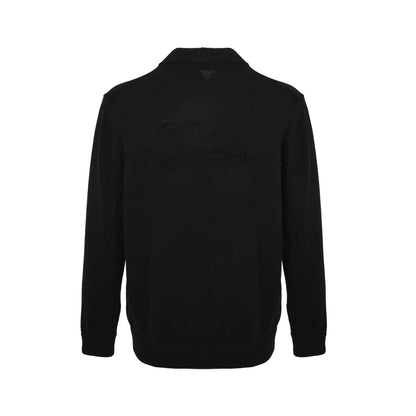 Dior signature letter embroidered zipper sweater jacket