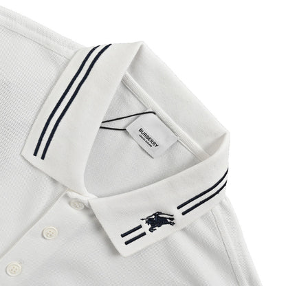 Burberry neckline war horse embroidered Polo short sleeves