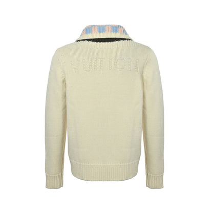 Louis Vuitton plaid collar knitted zipper jacket