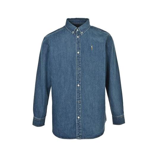 Ralph Lauren color label pony embroidered denim shirt