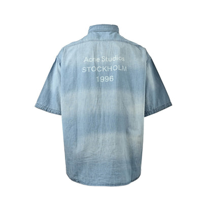 Acne Studios 1996 Logo Distressed Short Sleeve Shirt