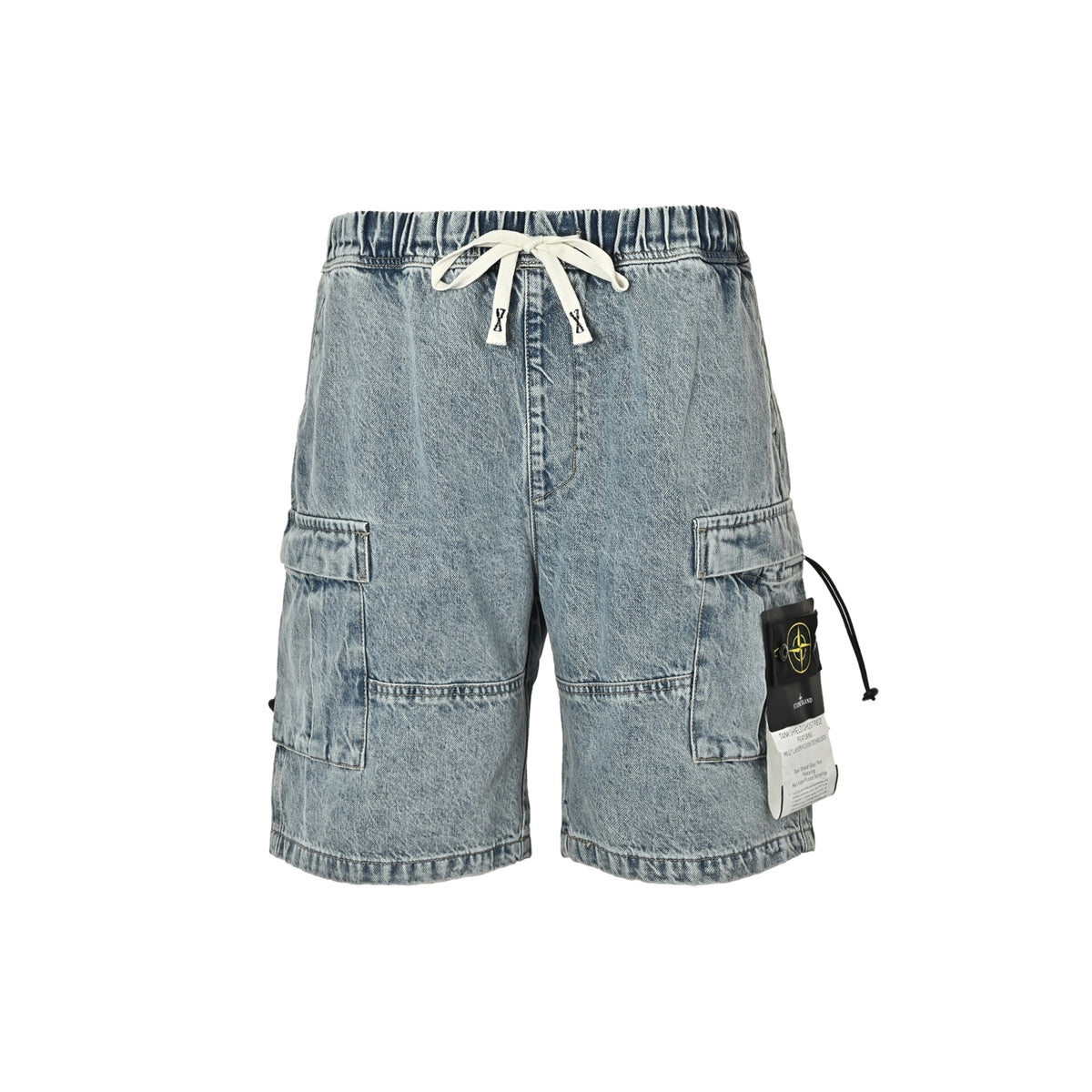 Stone Island washed multi-pocket denim shorts