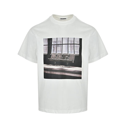 JIL SANDER retro waiting room seat printed short sleeves