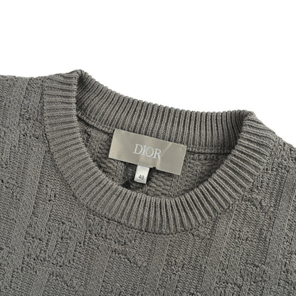 Dior 25Fw all-over printed gray jacquard crew neck sweater