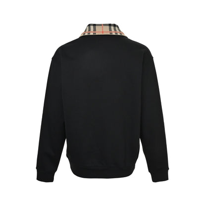Burberry plaid collar half-zip sweatshirt