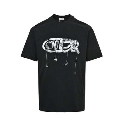 Dior 26ss graffiti hand-painted lettering printed short sleeves