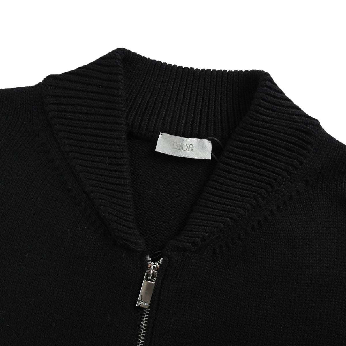Dior signature letter embroidered zipper sweater jacket