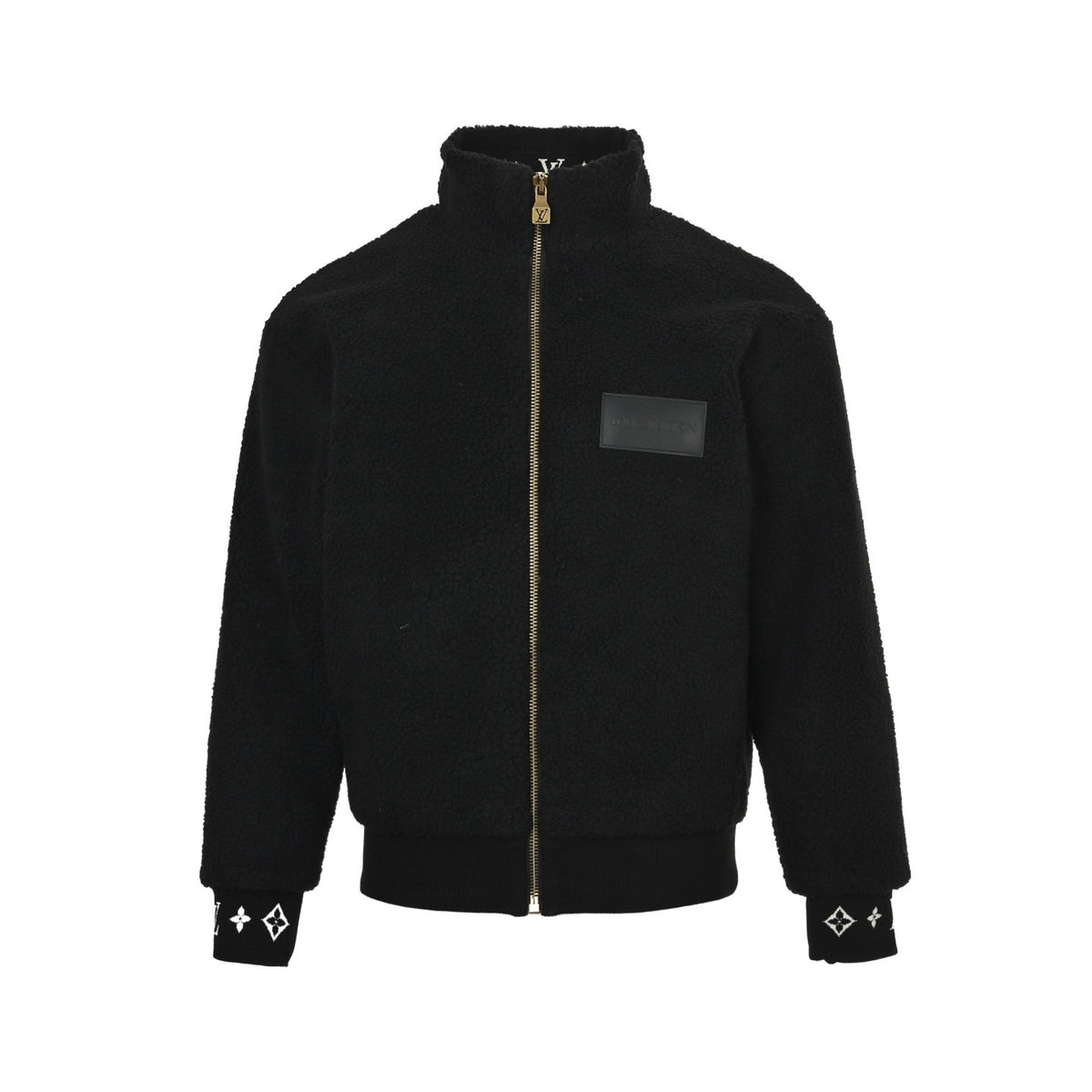 Louis Vuitton 24Fw leather sherpa stand collar jacket (black)