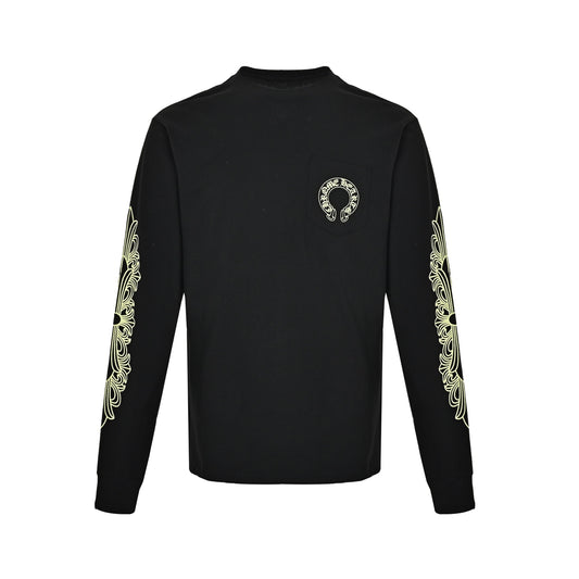 Chrome Hearts yellow horseshoe print long-sleeved T-shirt