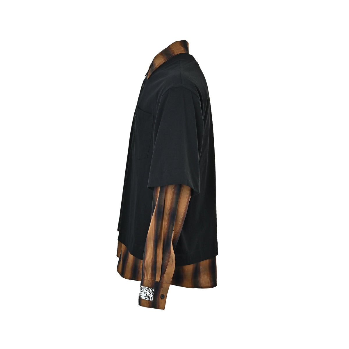 We11 Done black and brown plaid genuine two-piece long-sleeved shirt