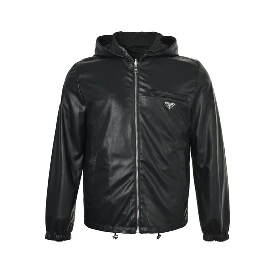 Prada 25Fw reversible leather nylon hooded jacket