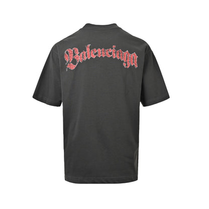 Balenciaga/Balanciaga 26ss badge printed distressed short sleeves