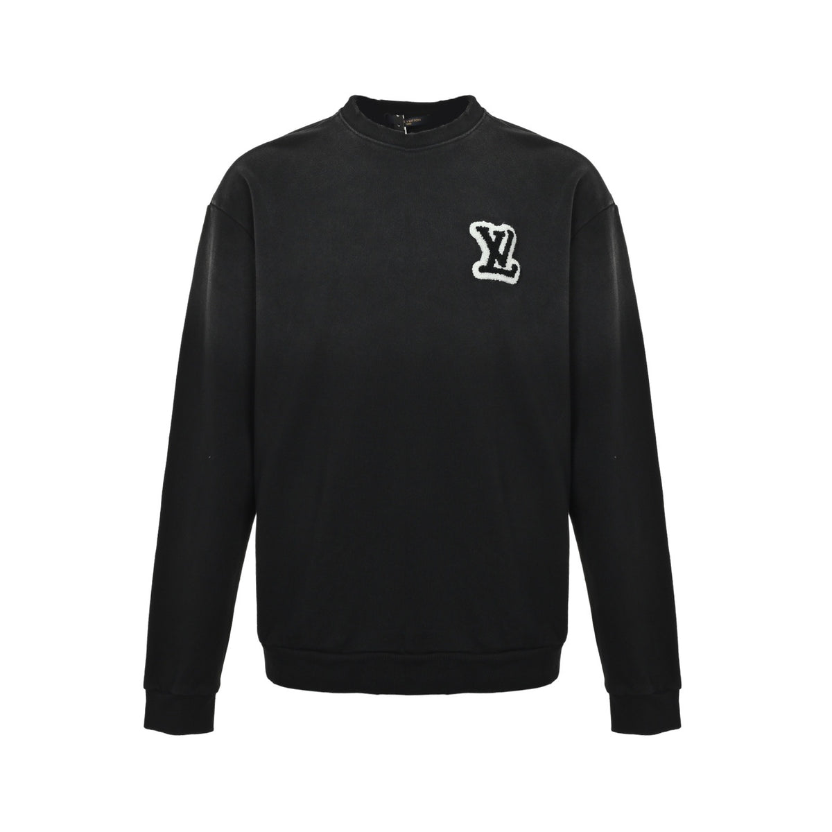 Louis Vuitton washed flocked letter crew neck sweatshirt
