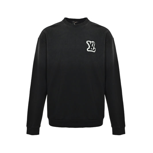 Louis Vuitton washed flocked letter crew neck sweatshirt