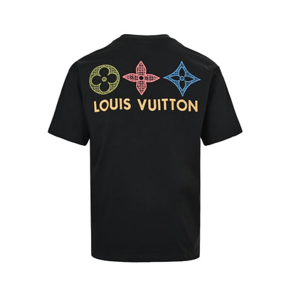 Louis Vuitton 26ss three-color old flower embroidered short sleeves