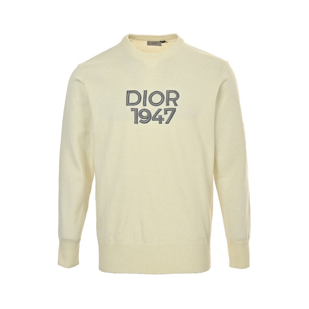 Dior 24Fw 1947 embroidered letter logo crew neck sweater