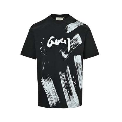Gucci ink brush graffiti printed short sleeves