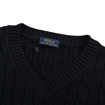 RALPH LAUREN 24Fw women's cable V-neck sweater