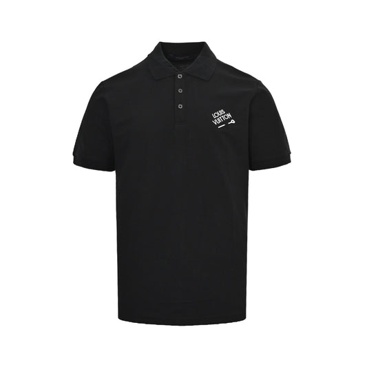 Louis Vuitton 25ss letter embroidered pin Polo short sleeves