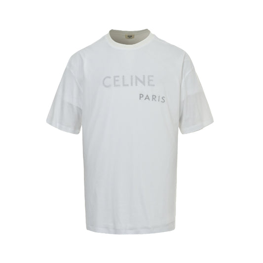 Celine 26ss fake two-piece glue printed double-layer short sleeves