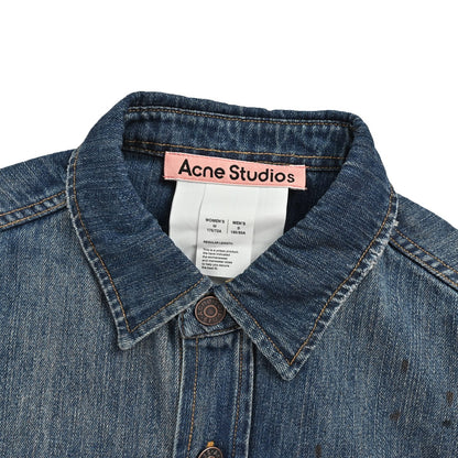 Acne Studios distressed washed denim shirt with splashes of ink