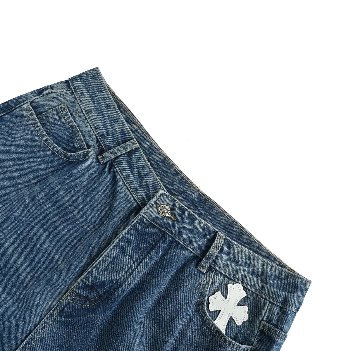 Chrome Hearts/Chrome Heart cross patch embroidered washed jeans
