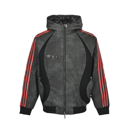 Adidas joint model TG LTHR JKT sports hooded zipper jacket