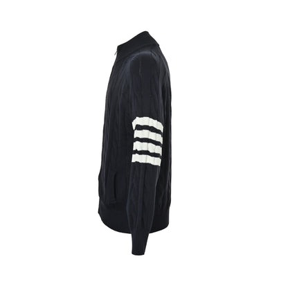 Thom Browne K12 four-bar cable sweater jacket