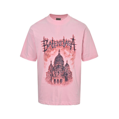 Balenciaga/Balanciaga 26ss castle distressed washed short sleeves