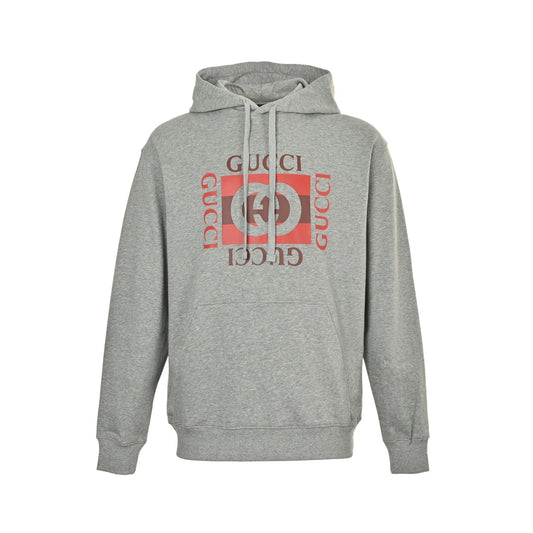 Gucci 25Fw square print hooded sweatshirt