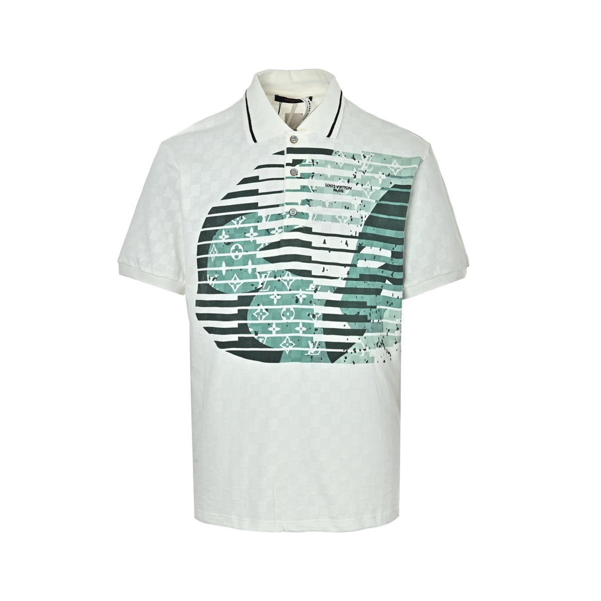 Louis Vuitton dark checkerboard print Polo short sleeves