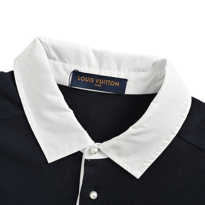 Louis Vuitton pearl button white collar knitted Polo short sleeves