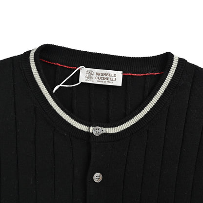 BRUNELLO CUCINELLI BC cable henley collar knitted short-sleeved T-shirt