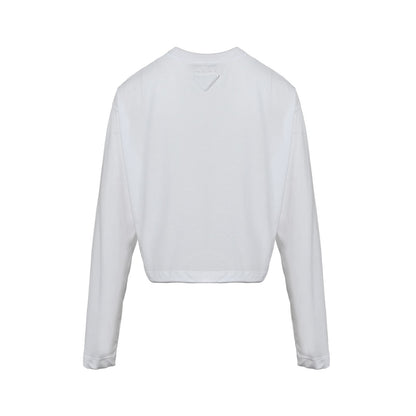 Prada 25ss women's triangle cloth label long-sleeved T-shirt