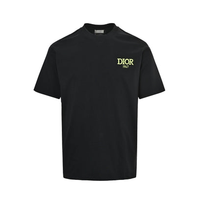 Dior 26ss fluorescent green letter logo embroidered short sleeves