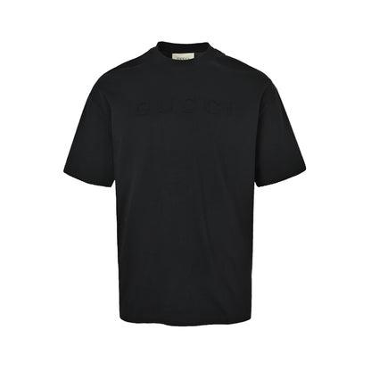Gucci 26ss embossed letter embossed short sleeves