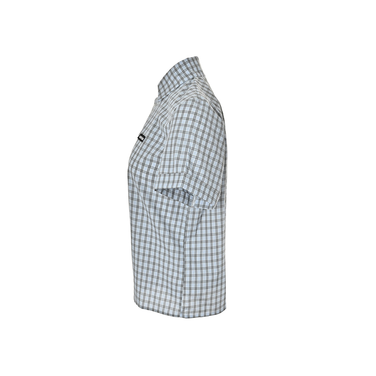 Miu Miu blue and gray fine plaid short-sleeved shirt