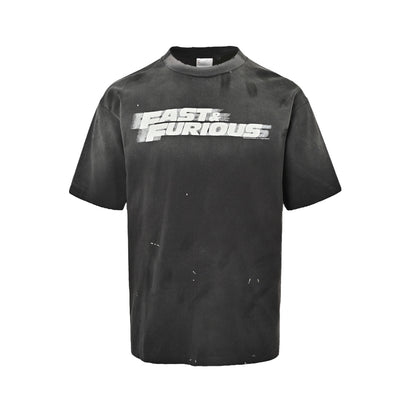 SAINT MICHAEL Fast and Furious letter print short sleeves